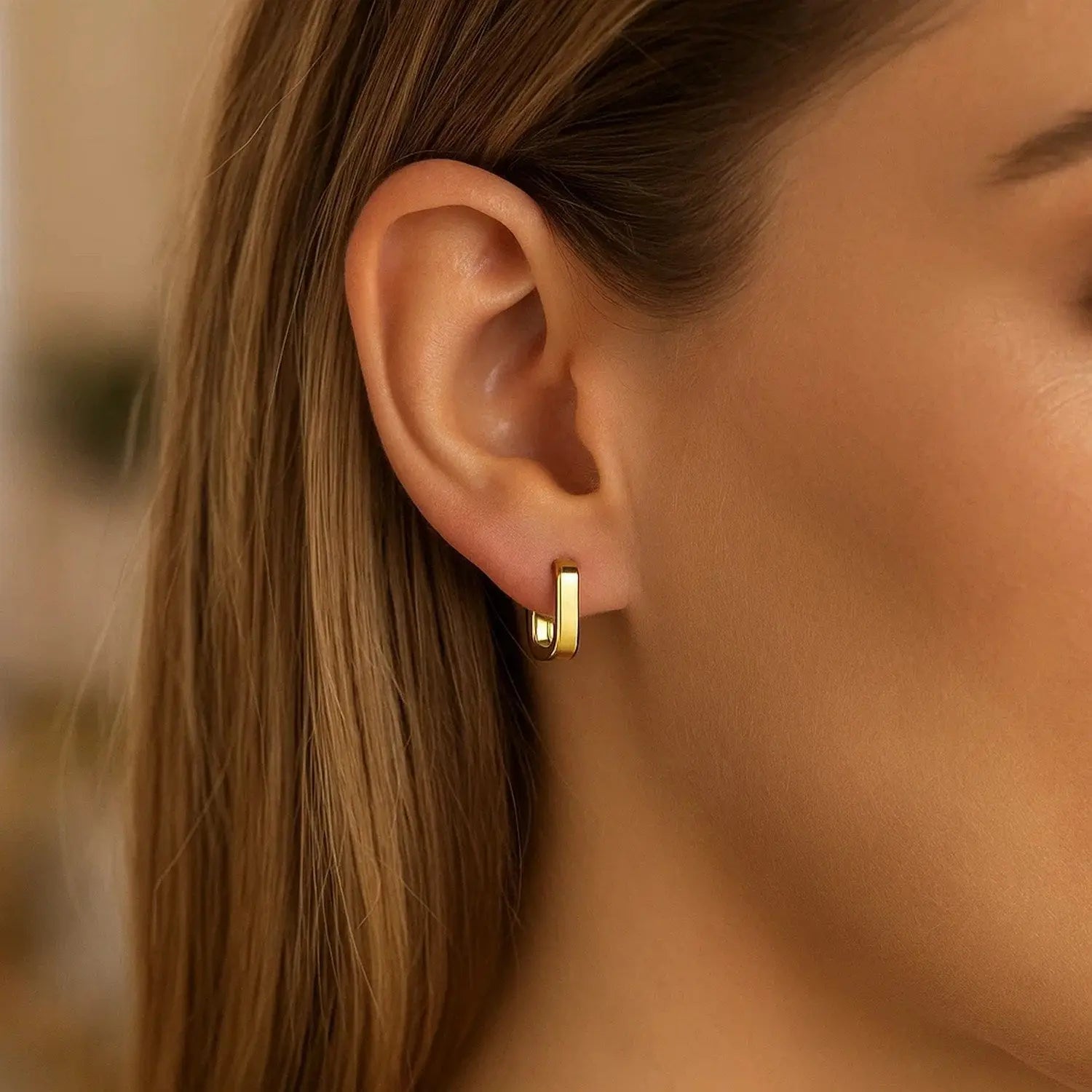 Small Square Huggie Hoops | 14K Gold  Hoop Earrings DEEVE