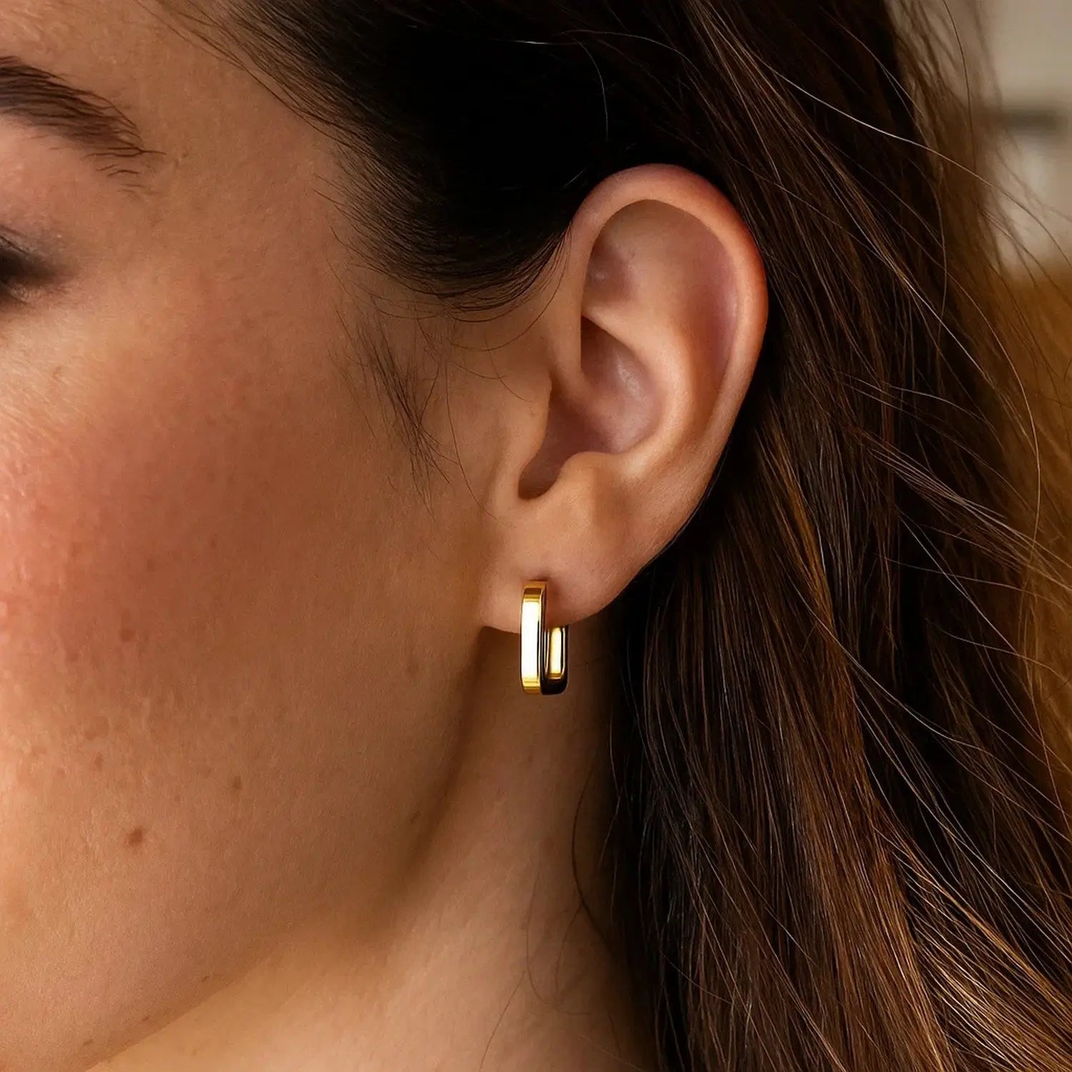 Small Square Huggie Hoops | 14K Gold  Hoop Earrings DEEVE