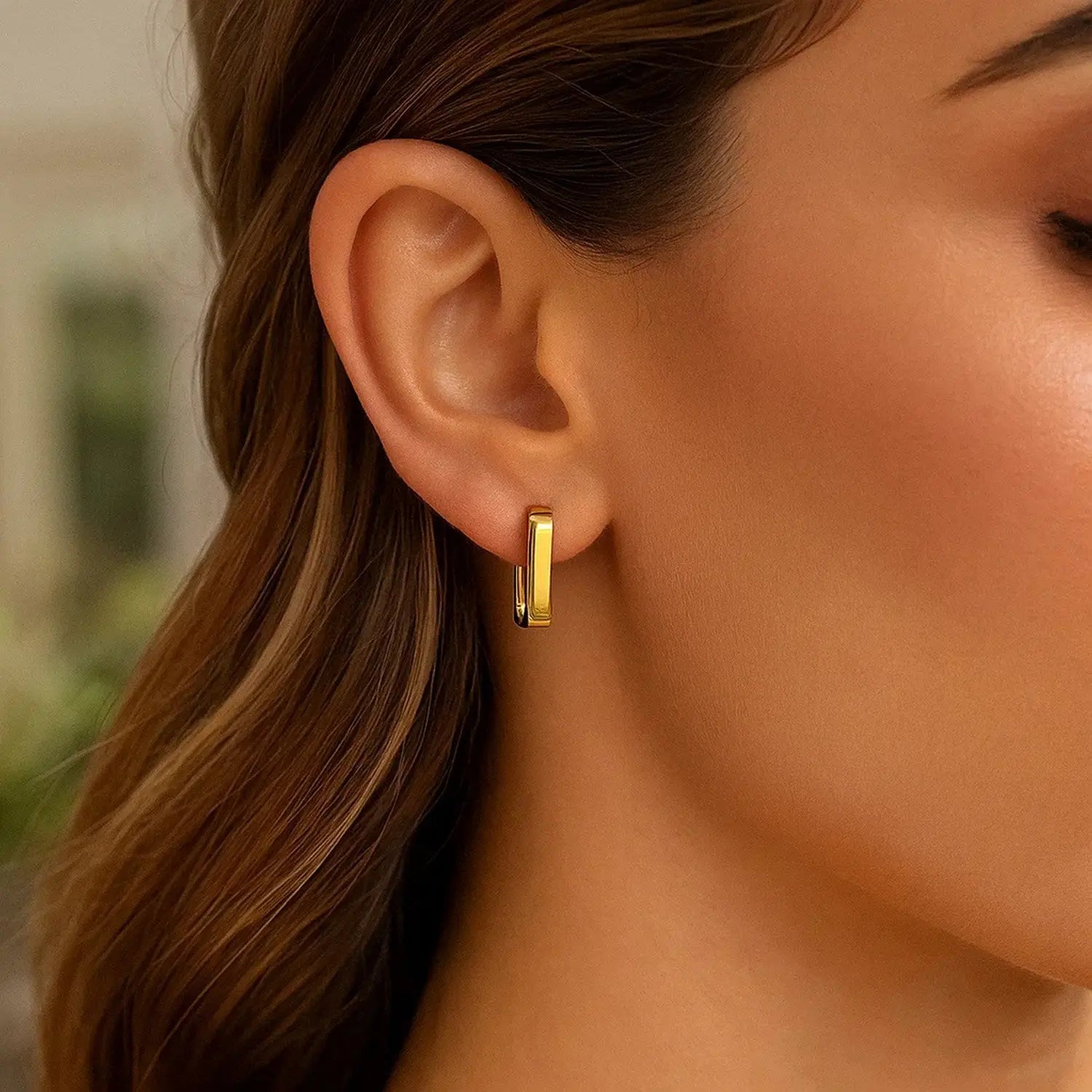 Small Square Huggie Hoops | 14K Gold  Hoop Earrings DEEVE