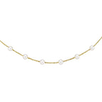 White Pearls Station Necklace