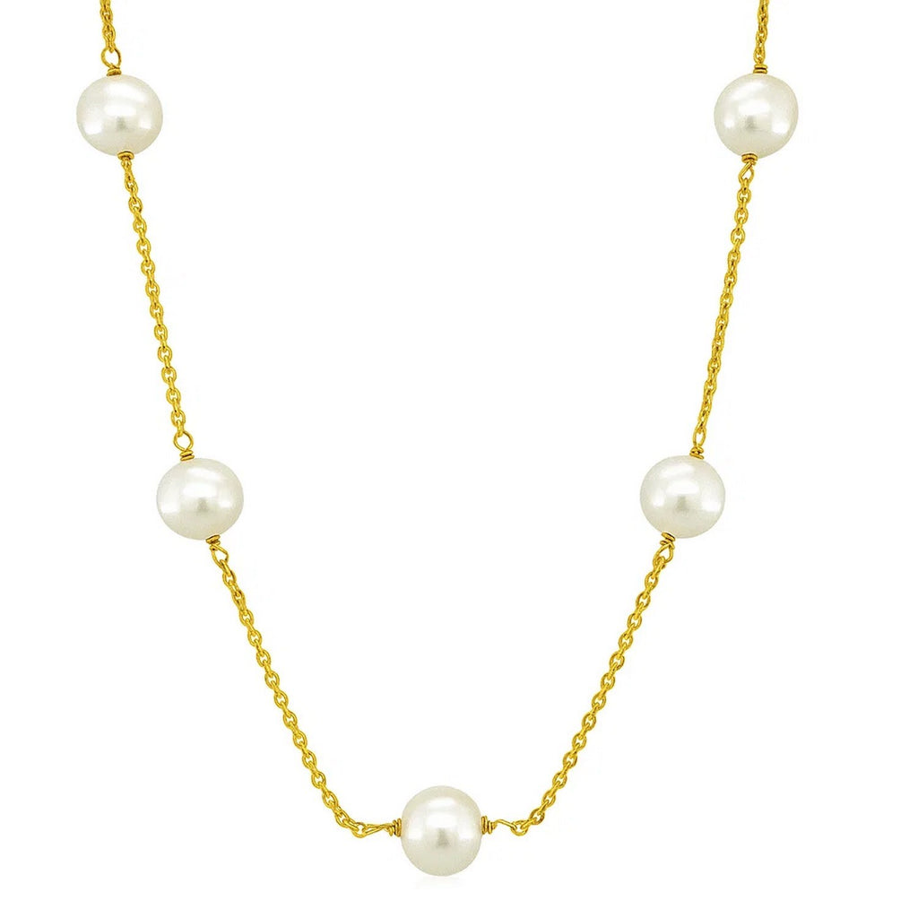 White Pearls Station Necklace