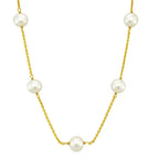 White Pearls Station Necklace