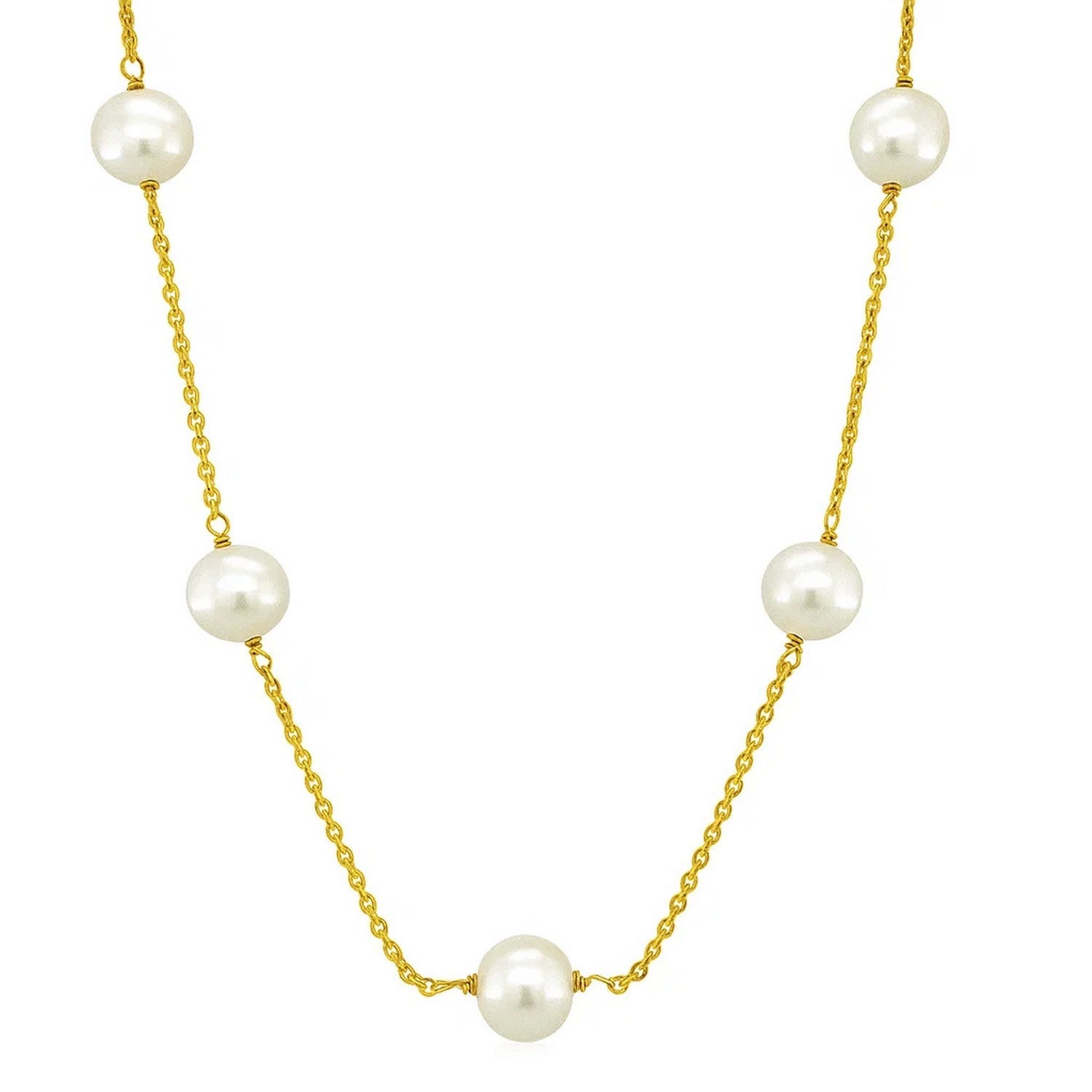 White Pearls Station Necklace