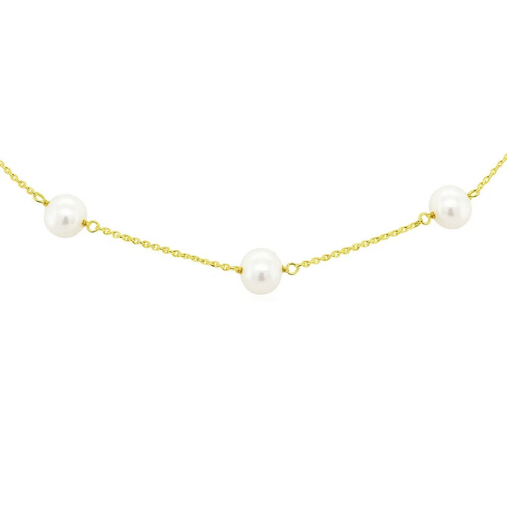 White Pearls Station Necklace