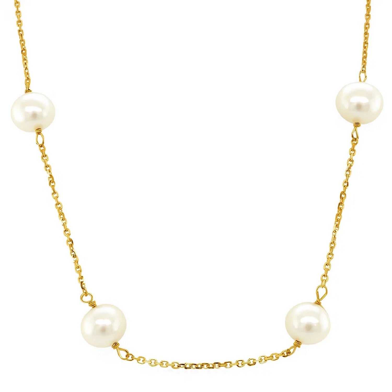 White Pearls Station Necklace