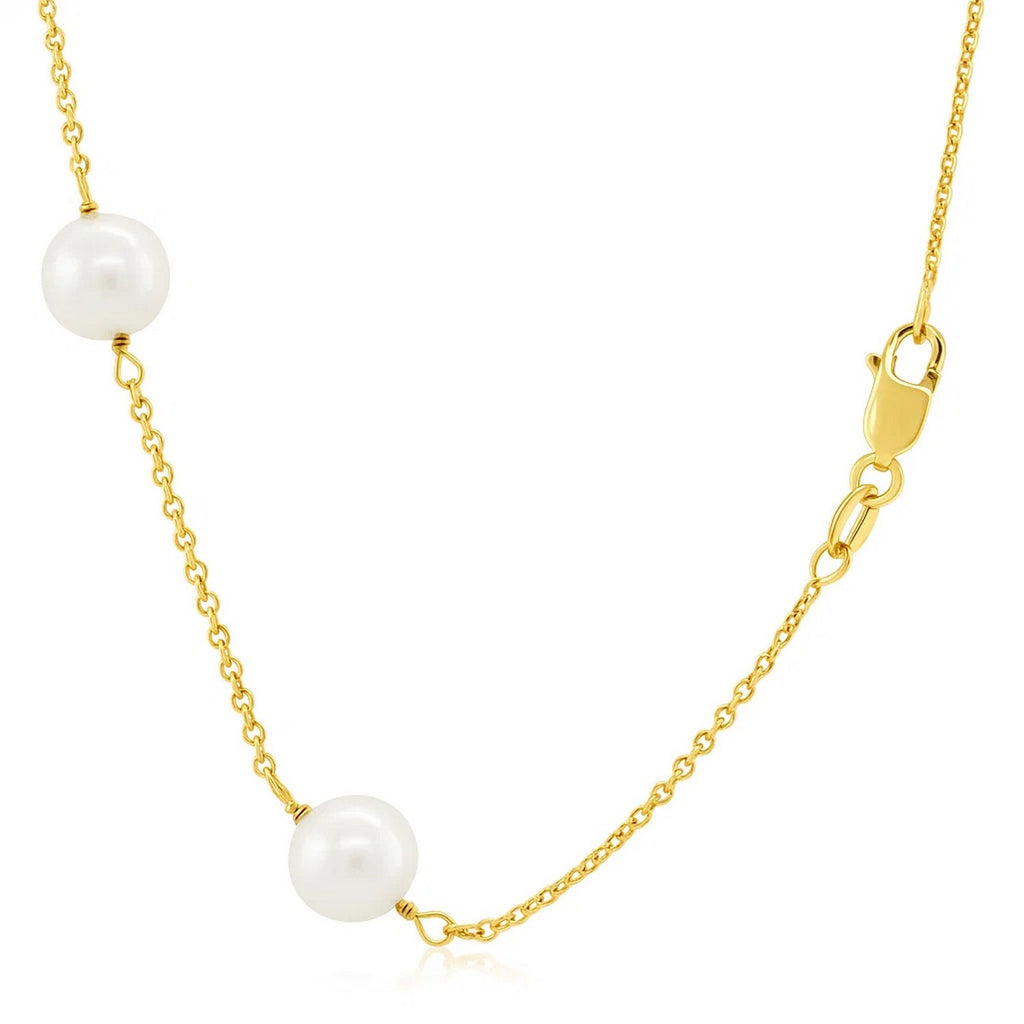 White Pearls Station Necklace