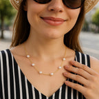 White Pearls Station Necklace