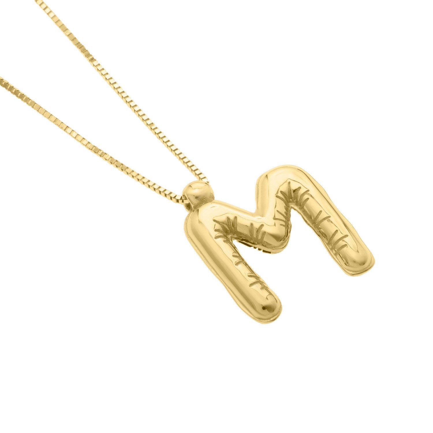 14K Yellow Gold Helium Initial M Pendant