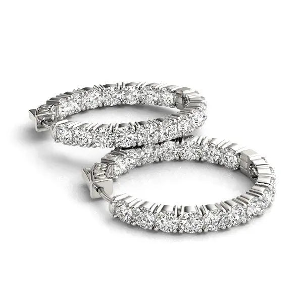 Prong Set Diamond Hoop Earrings | 14K Gold  Hoop Earrings DEEVE