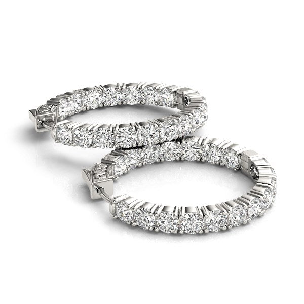 Prong Set Diamond Hoop Earrings (3 1/2 cttw)