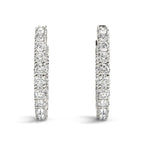 Prong Set Diamond Hoop Earrings | 14K Gold