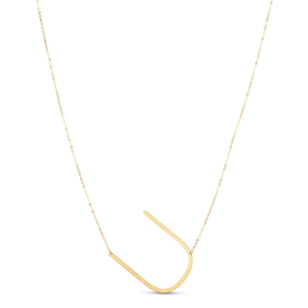 14K Yellow Gold Yours Truly Large Initial U Necklace