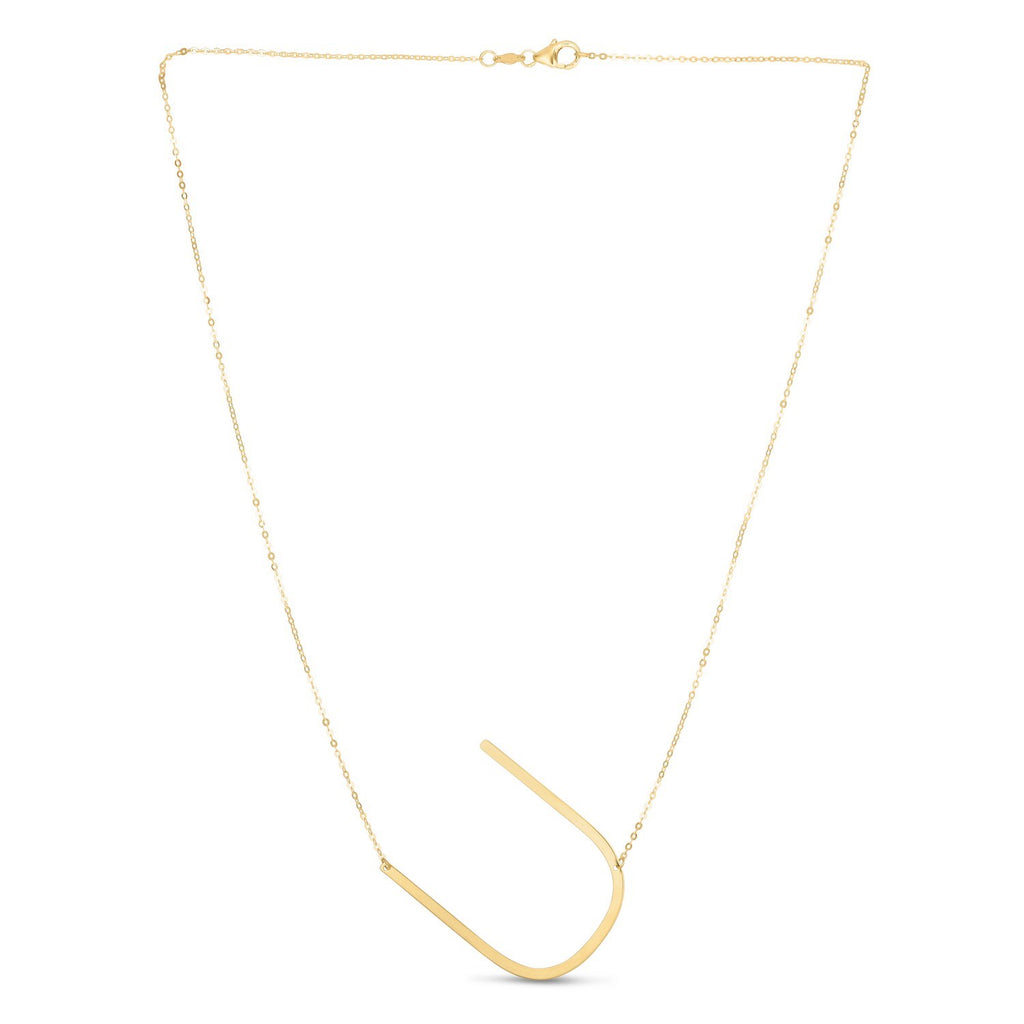 14K Yellow Gold Yours Truly Large Initial U Necklace