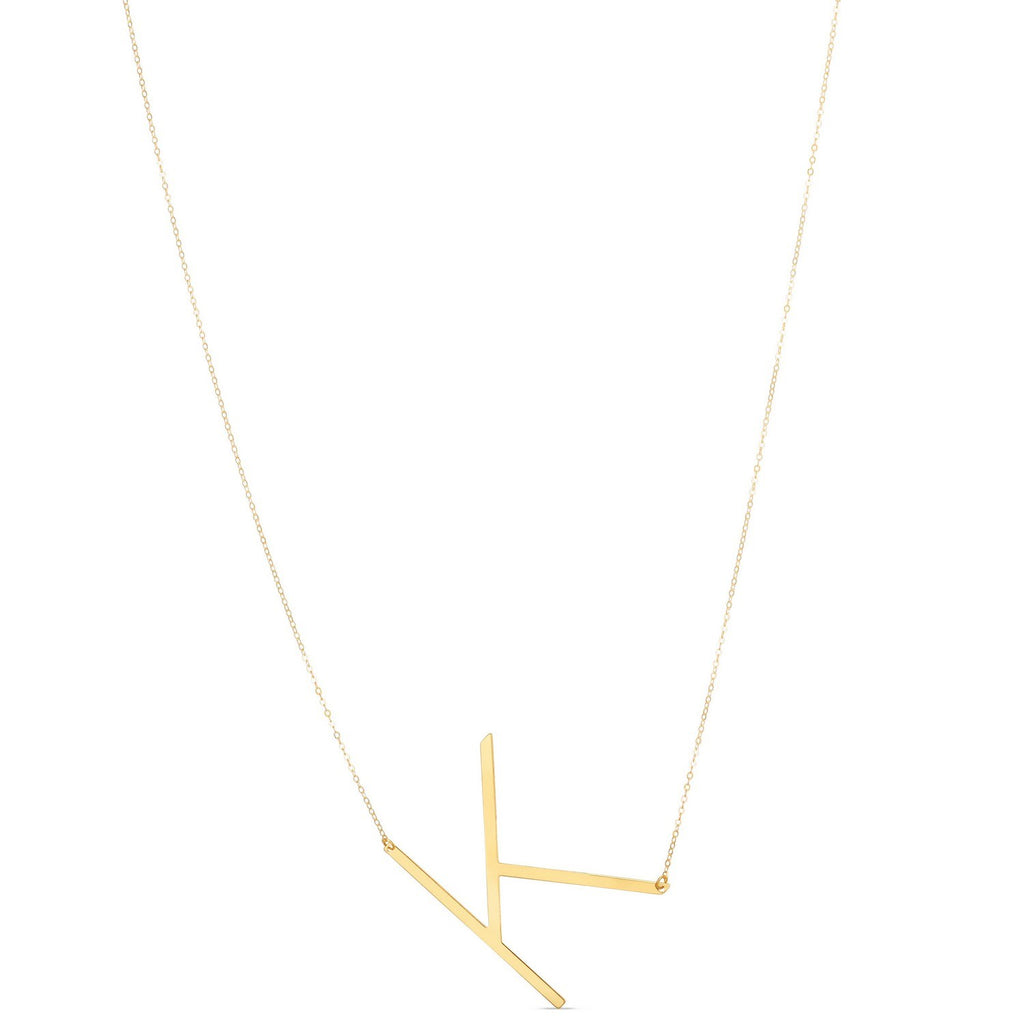 14K Yellow Gold Yours Truly Large Initial K Necklace