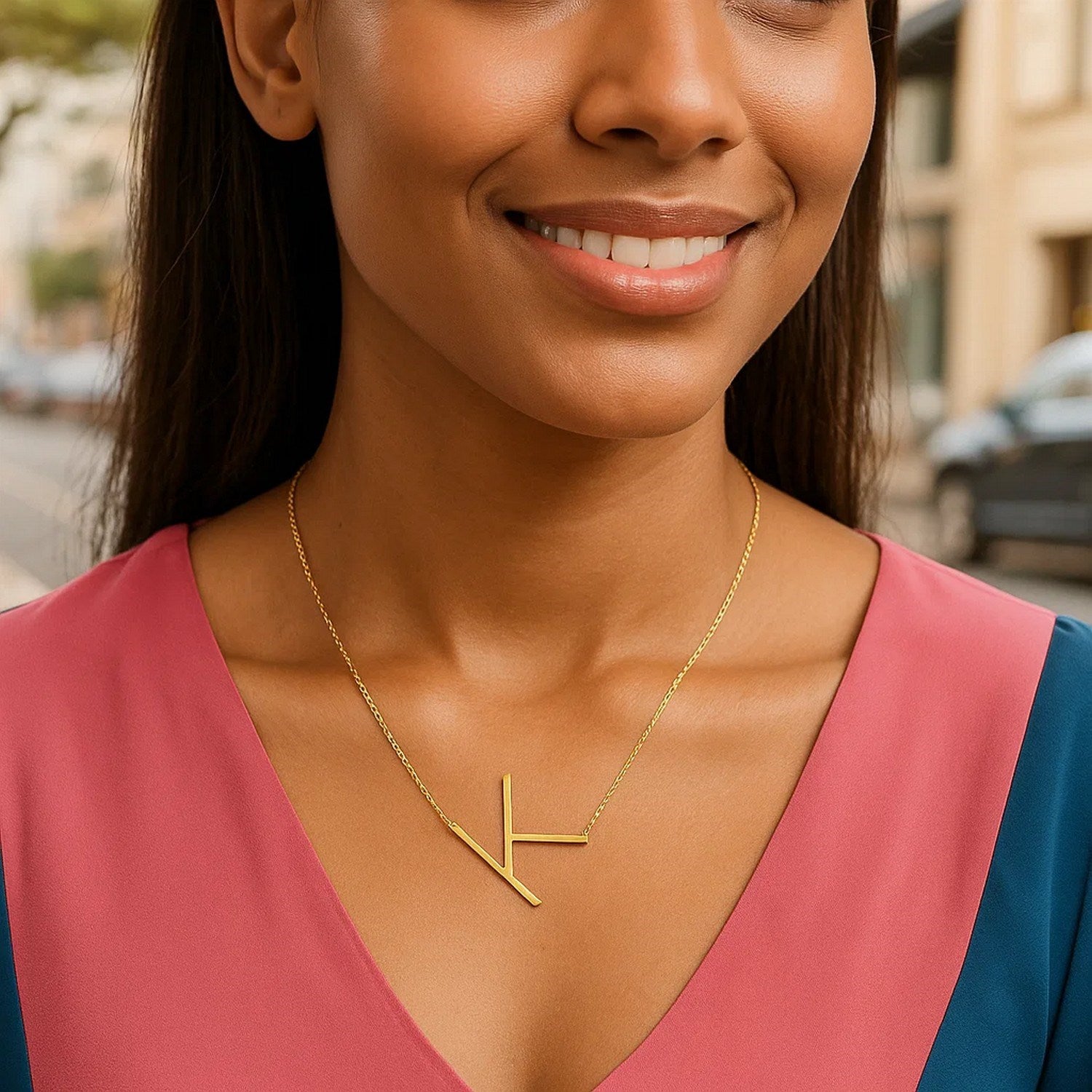 14K Yellow Gold Yours Truly Large Initial K Necklace