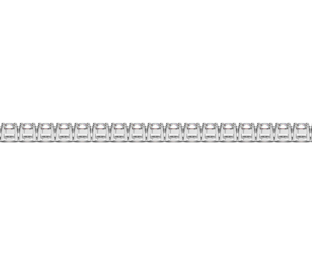 Flat strand of a 7 carat lab grown diamond tennis bracelet in 14K white gold