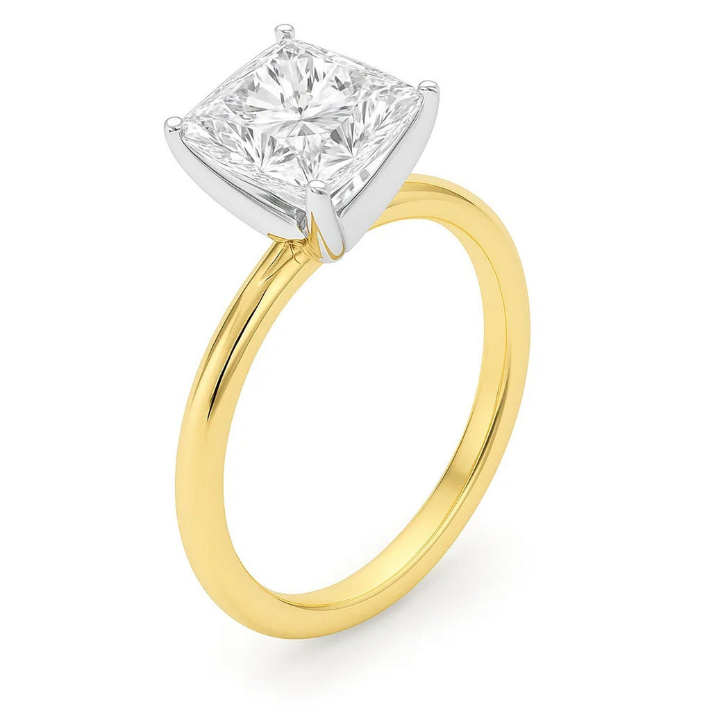 3ct Princess Lab Grown Diamond Ring, 14K Yellow Gold