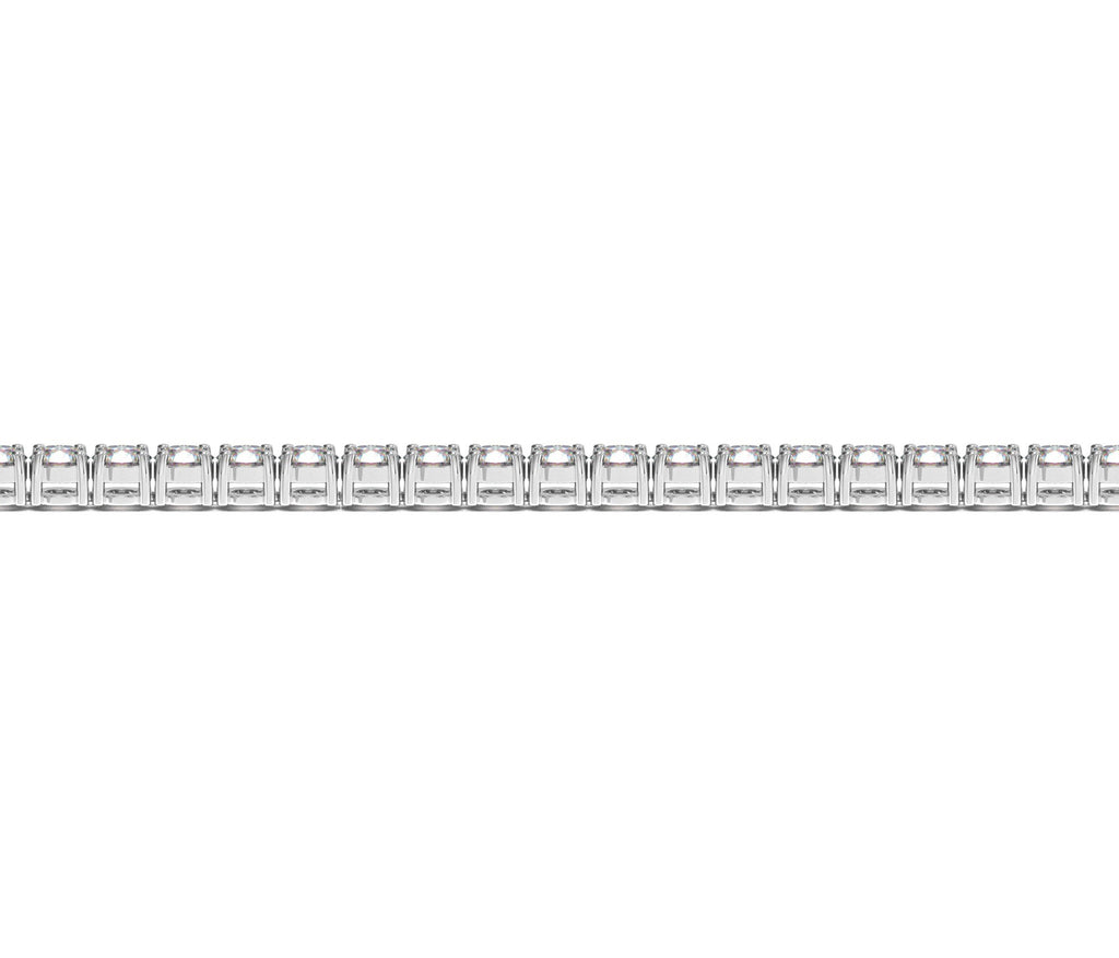Flat strand of a 5 carat lab grown diamond tennis bracelet in 14K white gold