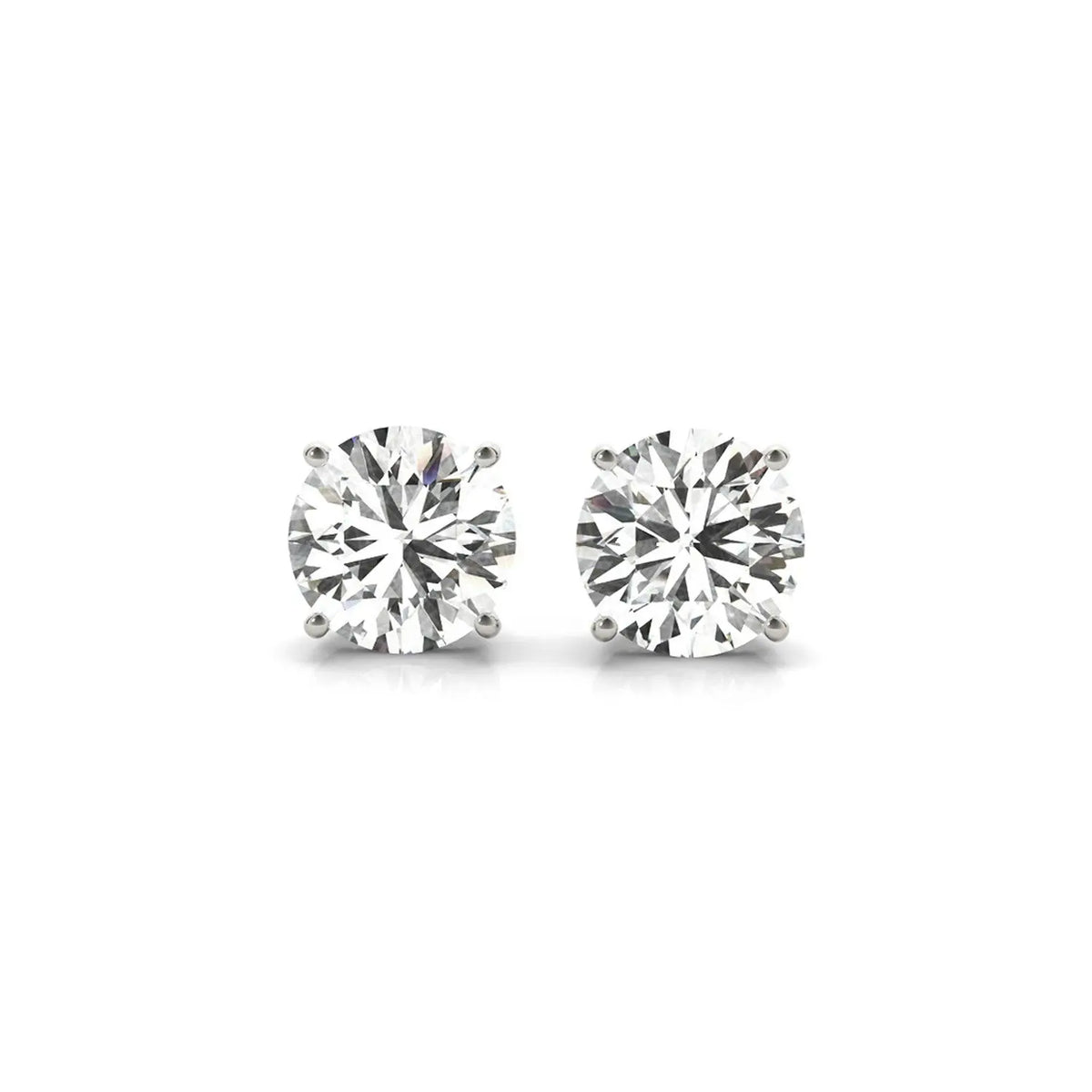 Side profile of 4.00 ct lab-grown diamond stud earrings, four-prong setting — DEEVE