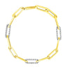 14K Yellow Gold Inch Paperclip Chain Bracelet With Three Diamond Links  Chain Bracelets DEEVE