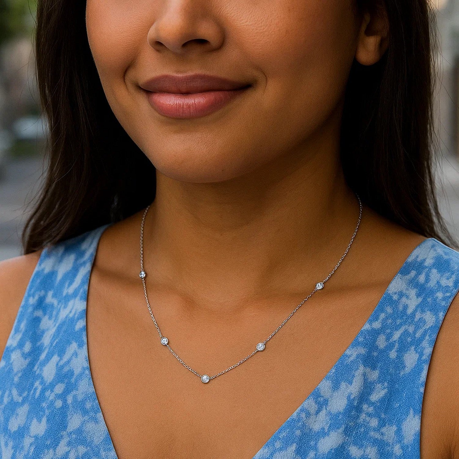 Diamonds by the Yard Necklace in 14K White Gold | 18" - DEEVE