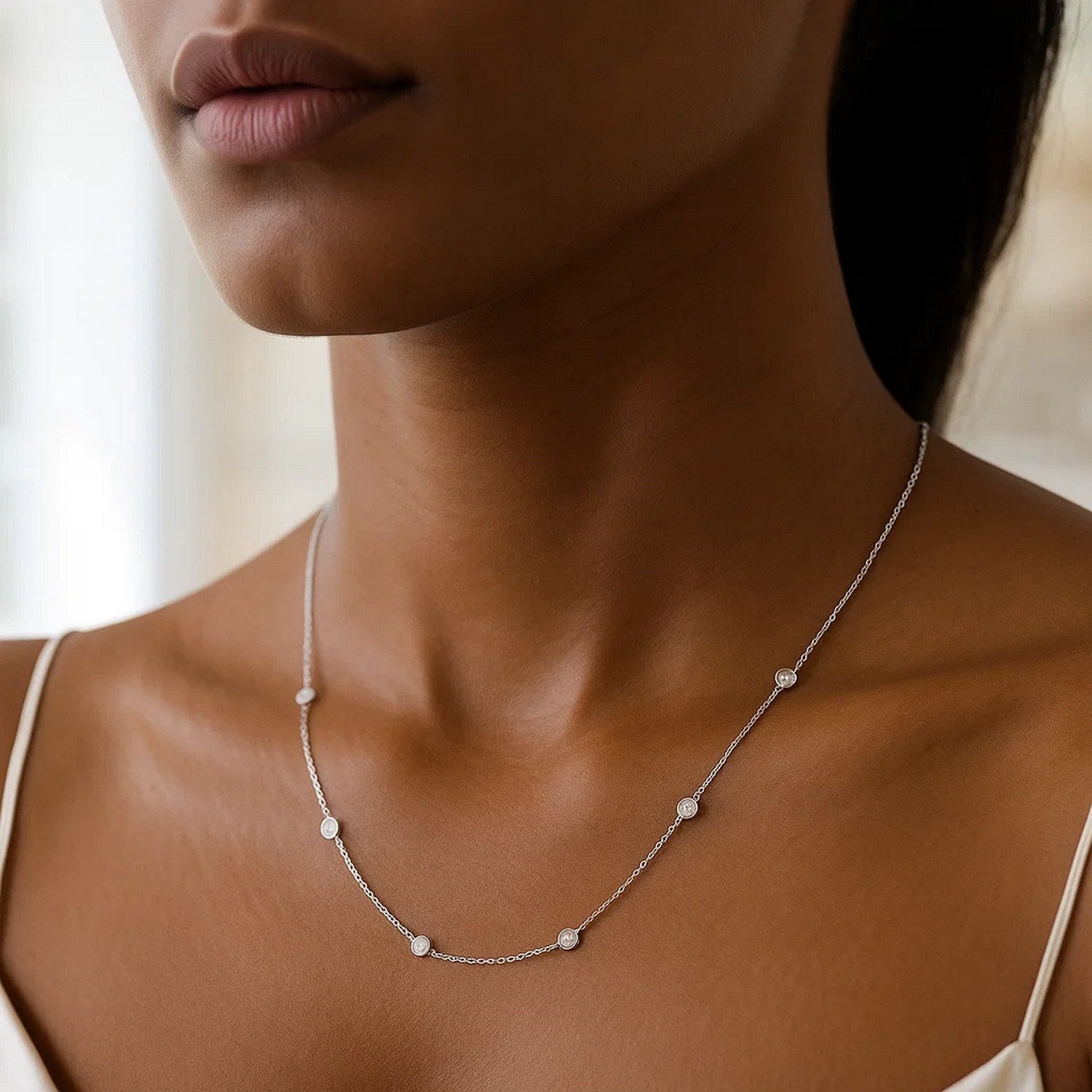Diamonds by the Yard Necklace in 14K White Gold | 18" - DEEVE