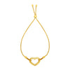 Open Heart Charm Adjustable Bracelet in 14K Yellow Gold