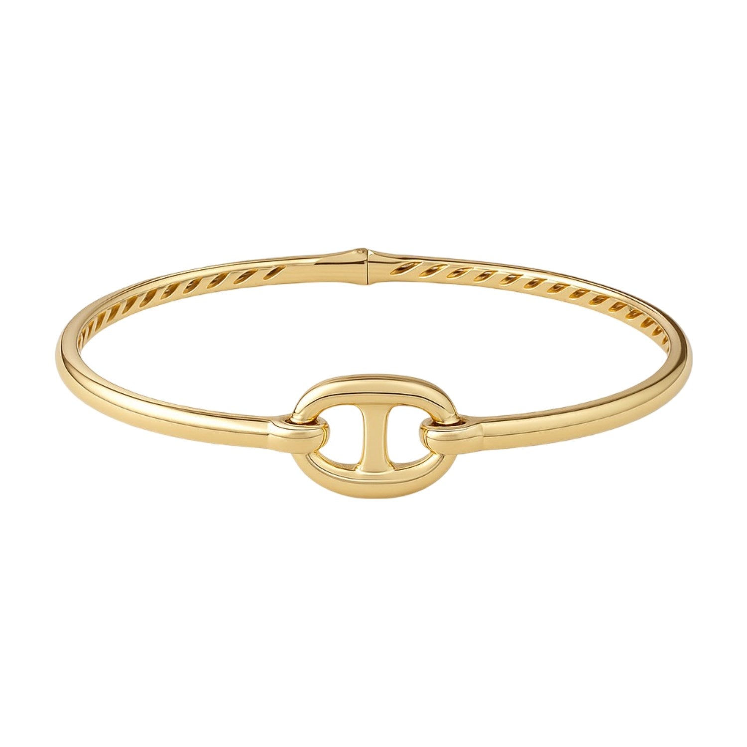 14K Yellow Gold Single Mariner Link Bangle in