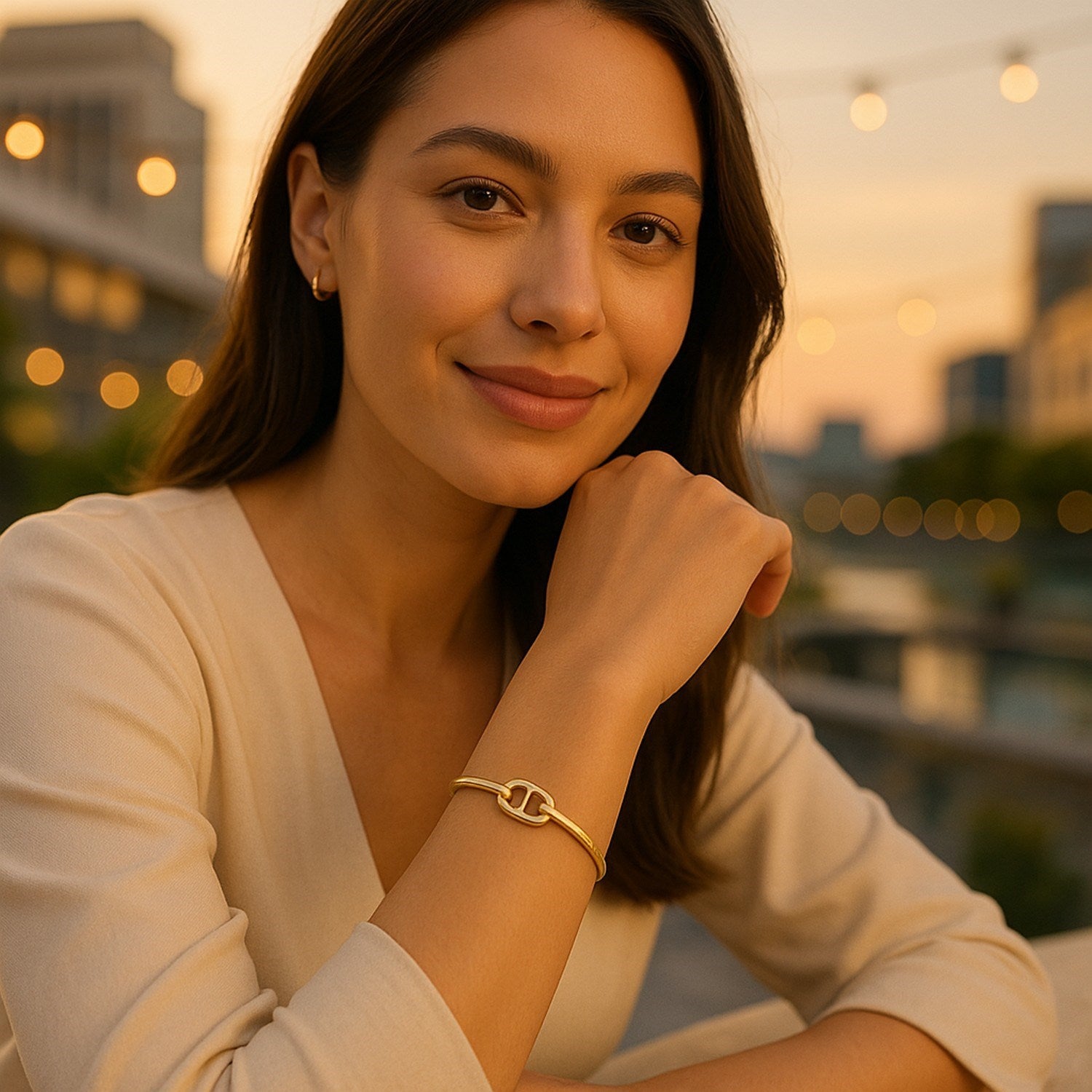 14K Yellow Gold Single Mariner Link Bangle in