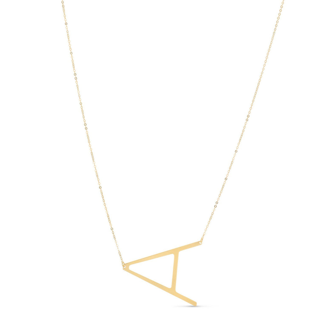 14K Yellow Gold Yours Truly Large Initial A Necklace