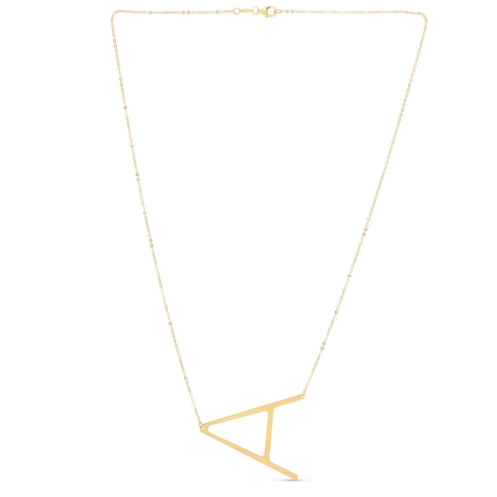 14K Yellow Gold Yours Truly Large Initial A Necklace