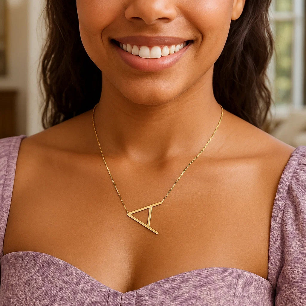 14K Yellow Gold Yours Truly Large Initial A Necklace