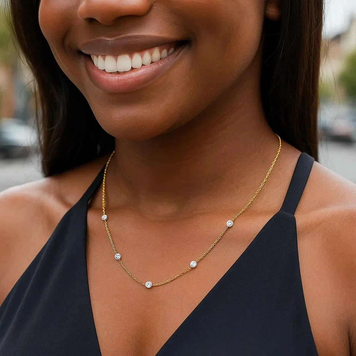 Diamonds Station Necklace | 18'  Choker DEEVE
