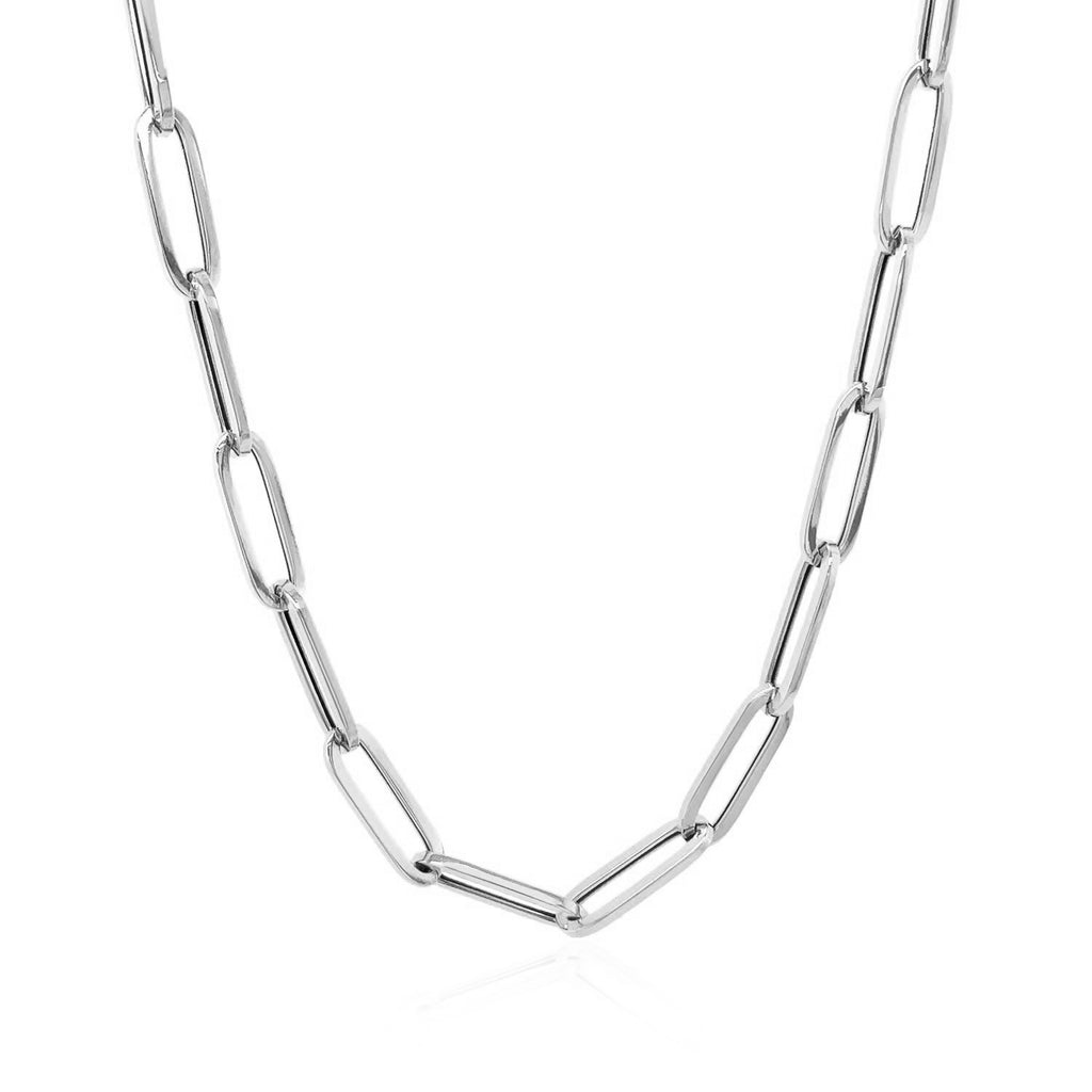 Bold paperclip chain necklace in 14K white gold, 4.2mm