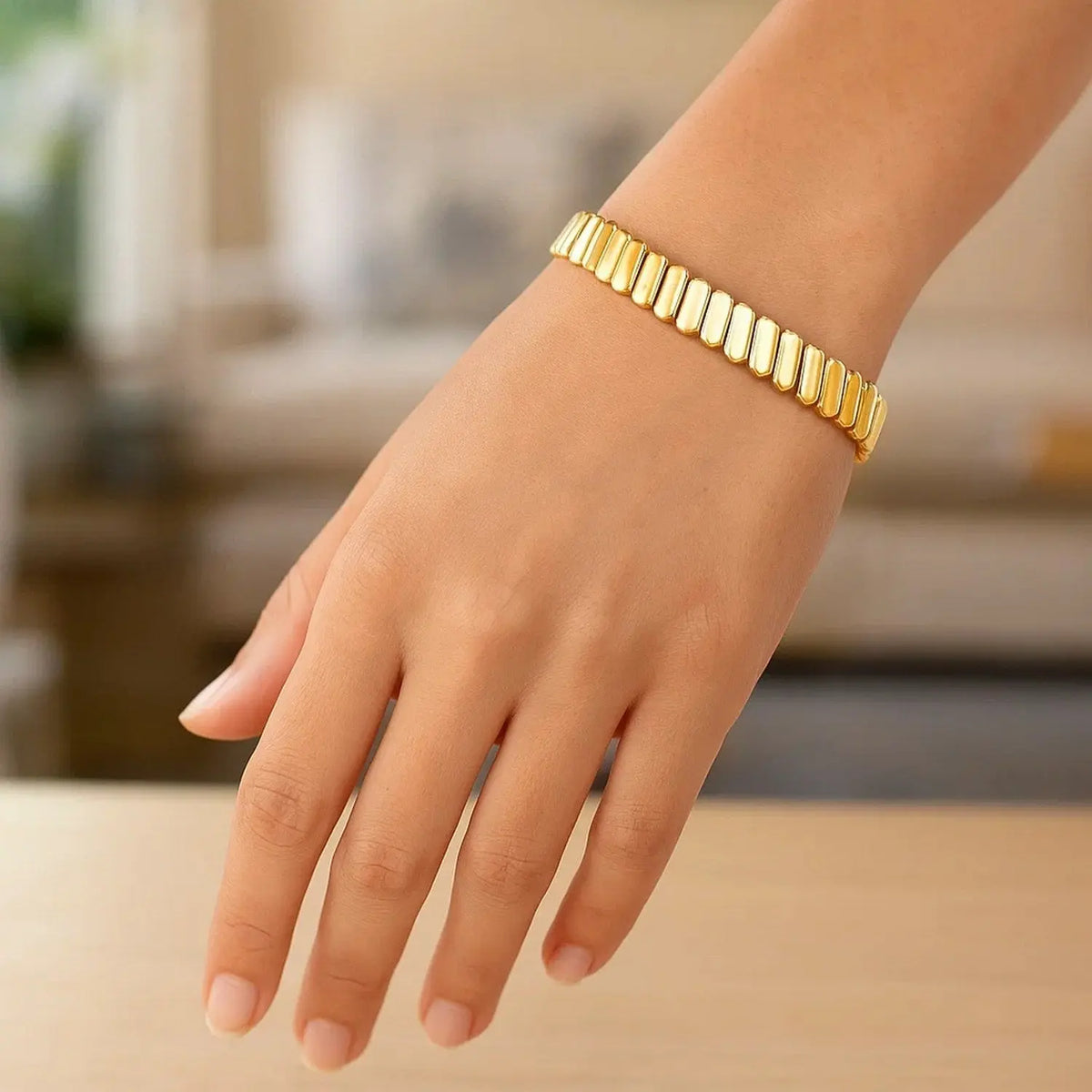 Rib Link Bracelet in 14K Yellow Gold  Link Bracelets DEEVE