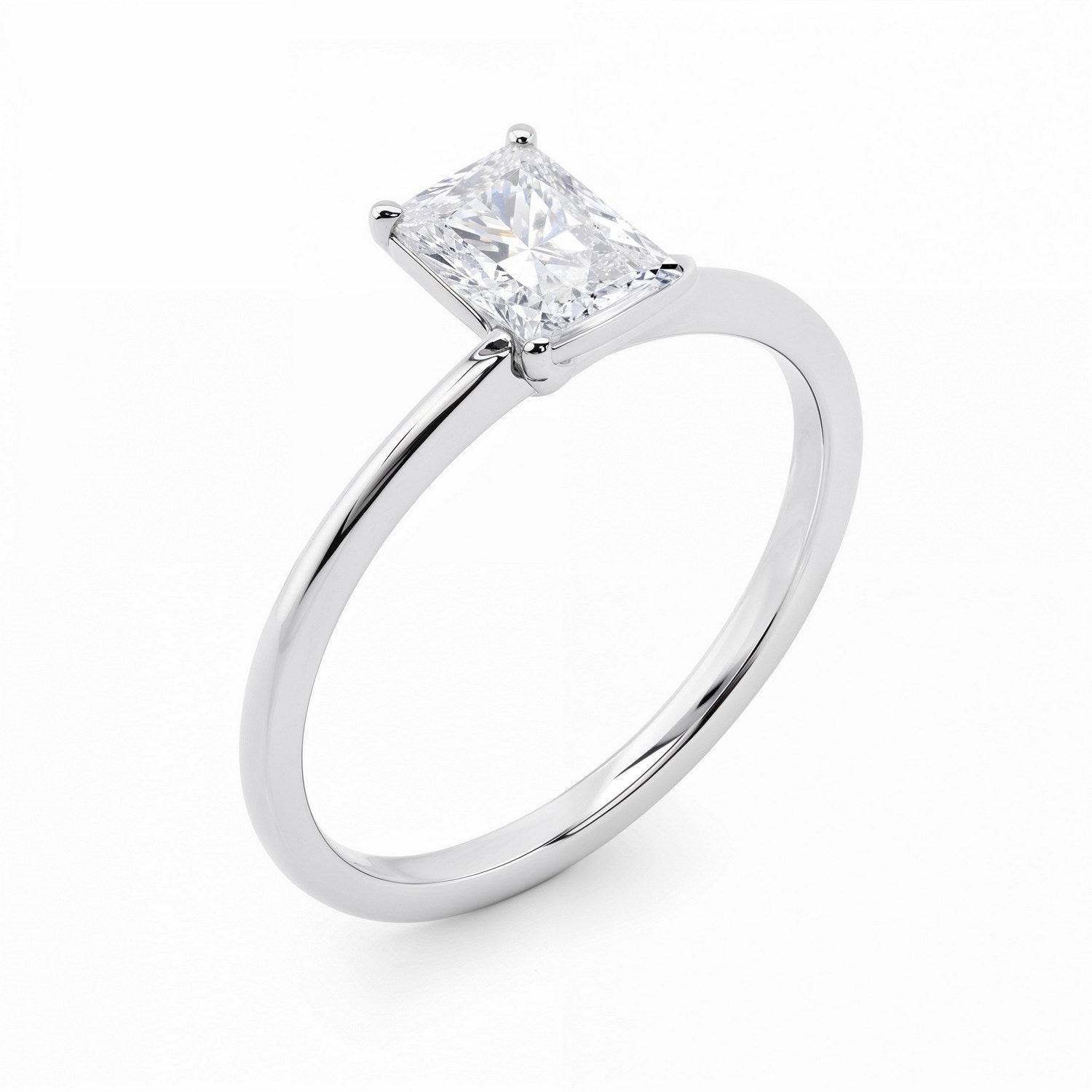 1.50.ct Radiant Cut Lab Grown Diamond Solitair Ring In 14K White Gold | IGI Certified