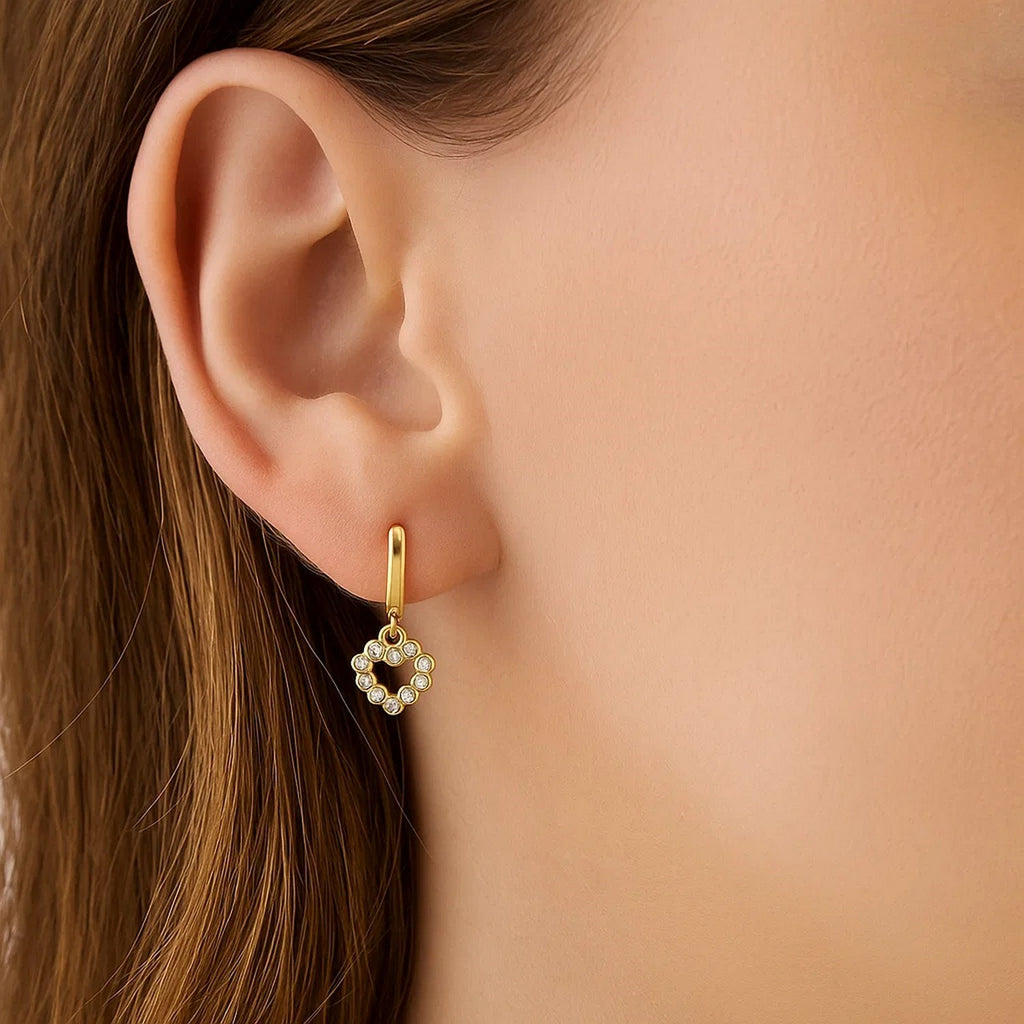 Petite Diamond Heart Earrings | 14K Gold