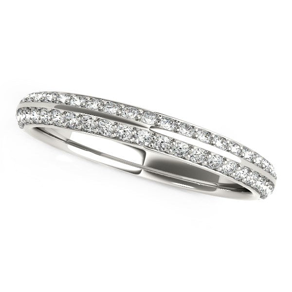 Two-Row Pavé Diamond Wedding Band in 14K White Gold (1/4 cttw)