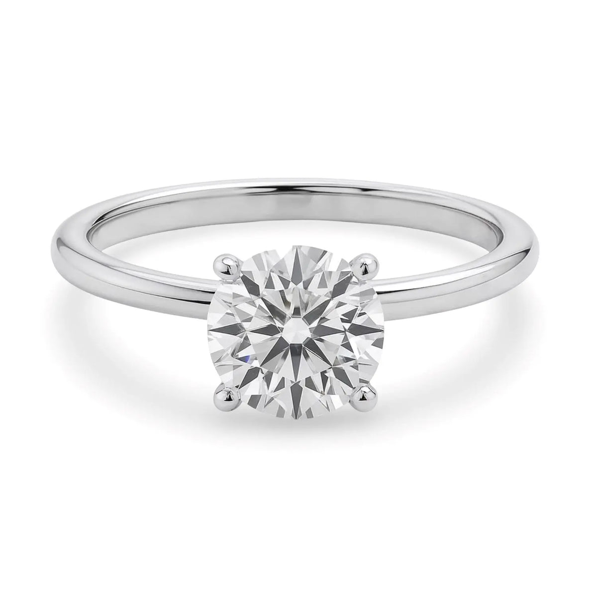1.50ct Round Cut Lab Grown Diamond Ring in 14K White Gold | G-VS1  Rings DEEVE