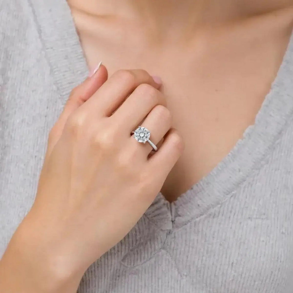 1.50ct Round Cut Lab Grown Diamond Ring in 14K White Gold | G-VS1  Rings DEEVE