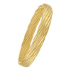 Front view of 14K yellow gold twist bangle, 10.00mm