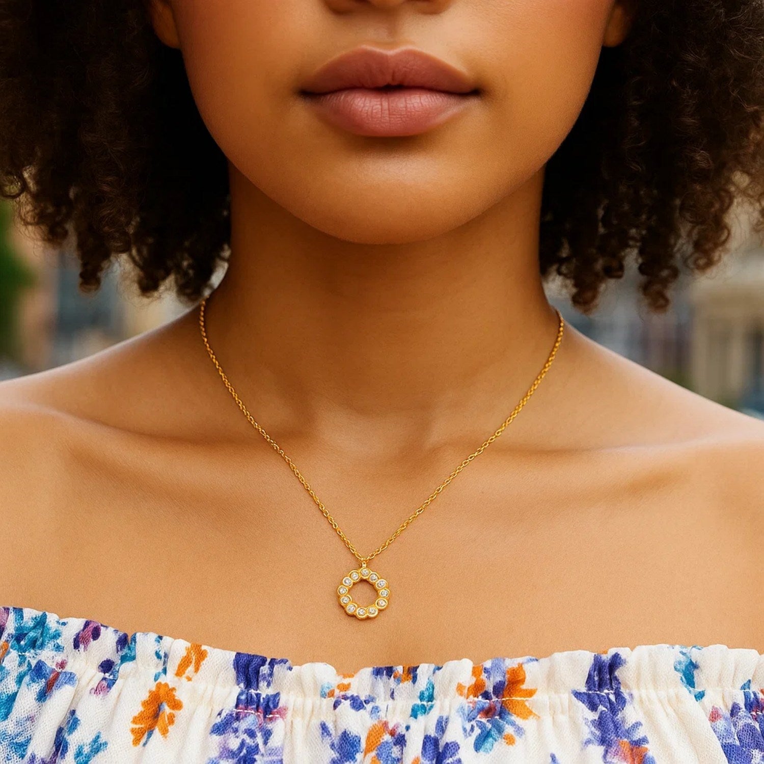 Petite Diamond Circle Necklace