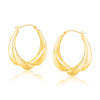 Scallop Motif Graduated Oval Hoop Earrings in 14K Yellow Gold
