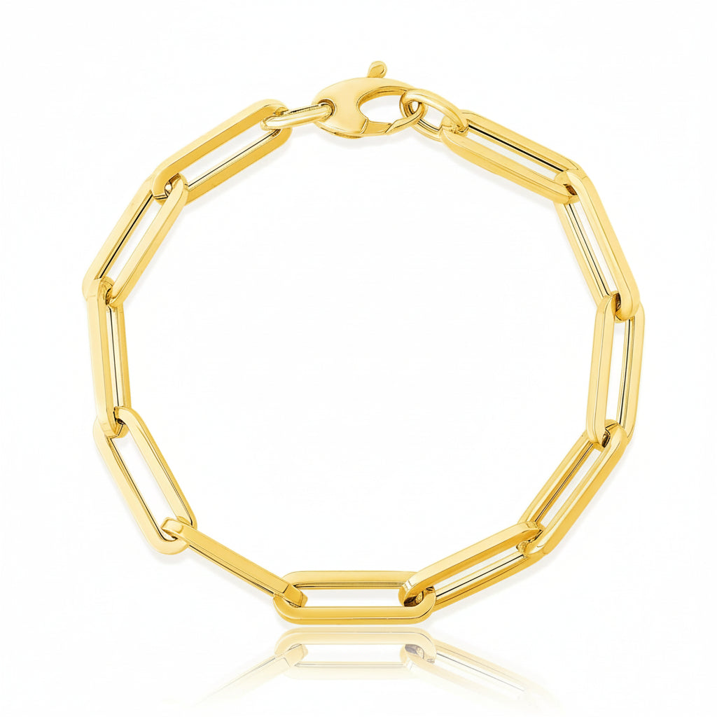 14K Yellow Gold Wide Paperclip Chain Bracelet  Chain Bracelets DEEVE