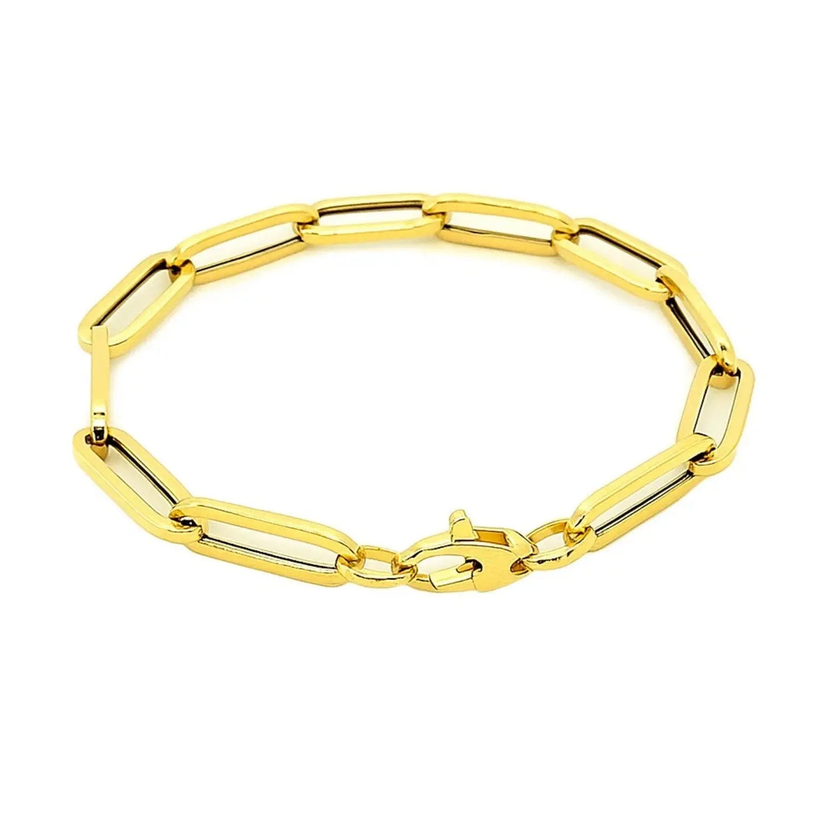14K Yellow Gold Wide Paperclip Chain Bracelet  Chain Bracelets DEEVE