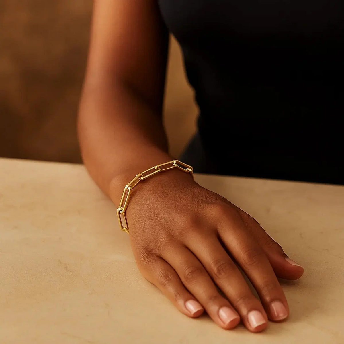 14K Yellow Gold Wide Paperclip Chain Bracelet  Chain Bracelets DEEVE