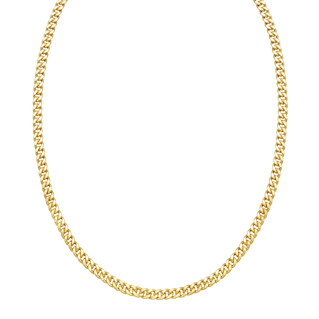 Petite Faceted Cuban Link Chain Necklace in 14K Yellow Gold