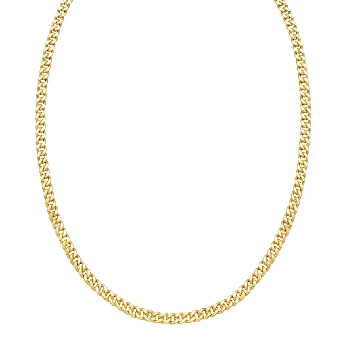 Petite Faceted Cuban Link Chain Necklace in 14K Yellow Gold  Chains DEEVE