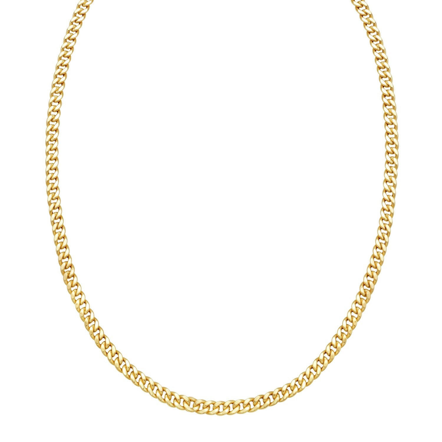 Petite Faceted Cuban Link Chain Necklace in 14K Yellow Gold