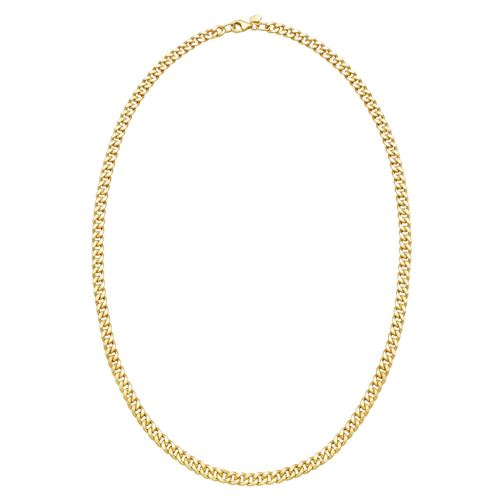 Petite Faceted Cuban Link Chain Necklace in 14K Yellow Gold